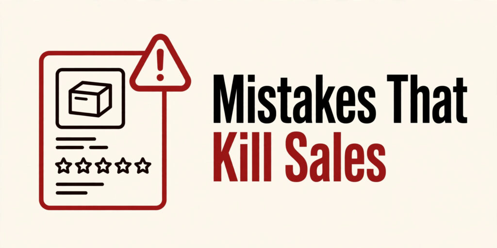 Mistakes That Kill Sales — thumbnail for the Amazon A+ Content mistakes guide