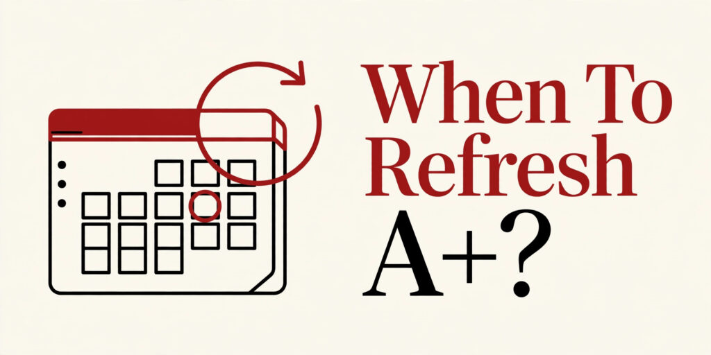 When To Refresh A+? — thumbnail for Lystiq Creative's guide to A+ Content update frequency