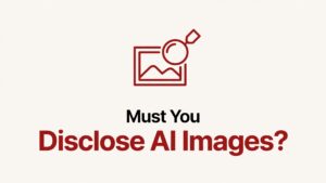Thumbnail graphic with the words Disclose AI Images?