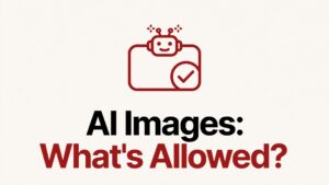 Thumbnail graphic with the words AI Images: What's Allowed?