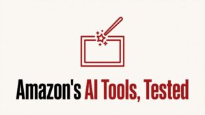 Thumbnail graphic with the words Amazon's AI Tools, Tested